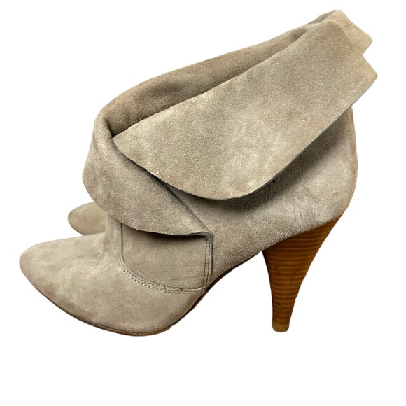 Via Spiga Suri Taupe Suede Foldover Stiletto Heeled Booties Women's Size 6 - Picture 1 of 9